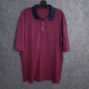 MARBAS Polo Shirt Mens L Red Stripe Essex County Golf Country Club Made in Italy